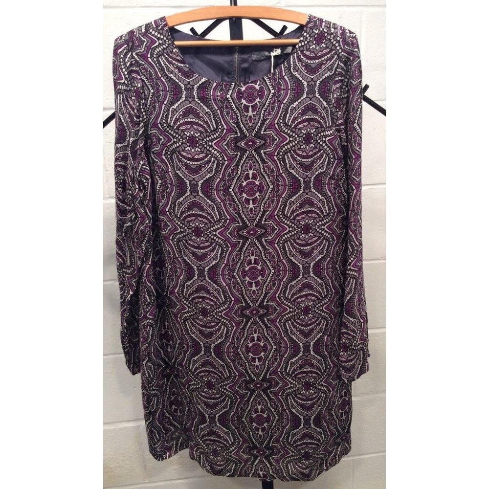 NWT Prana Tunic Shift Dress Cece Black Purple Gray Lined Small S Zipper New
